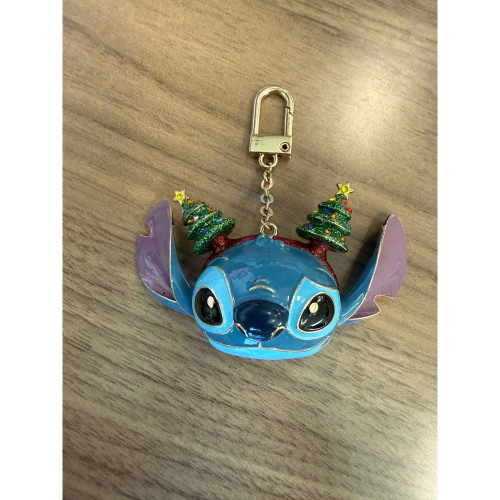 Disney BaubleBar Stitch Christmas Tree Headband Bag Charm Bag Clip Blue Enamel